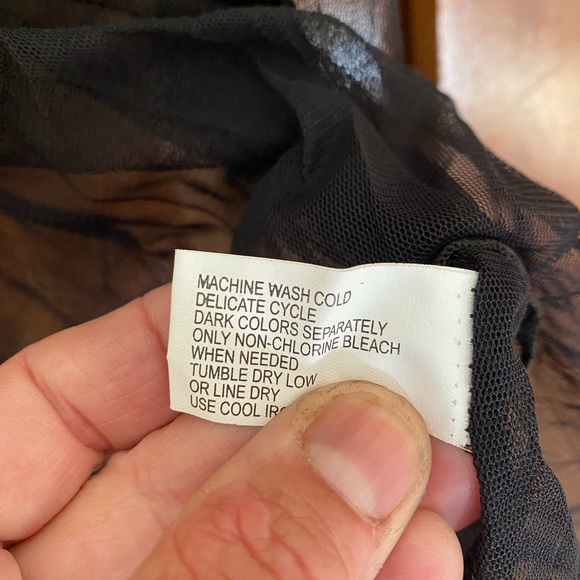 Robe, nighty and thong underwear set. Black with boa feather style trim accents. - Picture 8 of 10